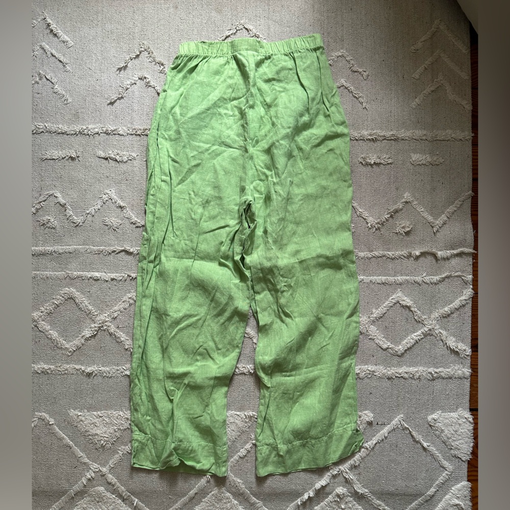 Lime Green Casual Linen Pants